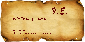 Várady Emma névjegykártya